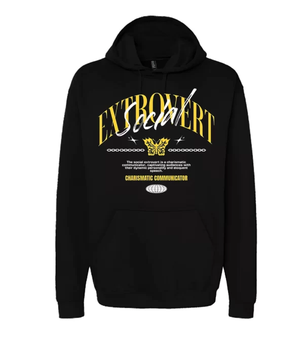 Extrovert Social - Hoodie Negra