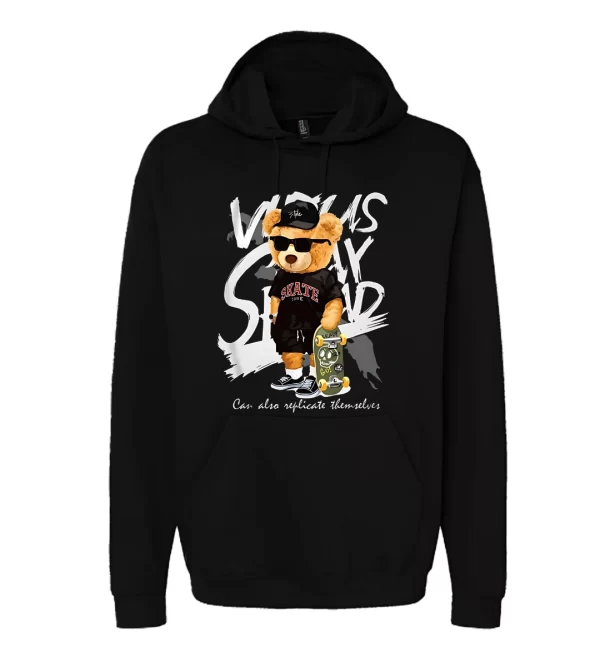 Oso Skate King Frontal - Hoodie Negra