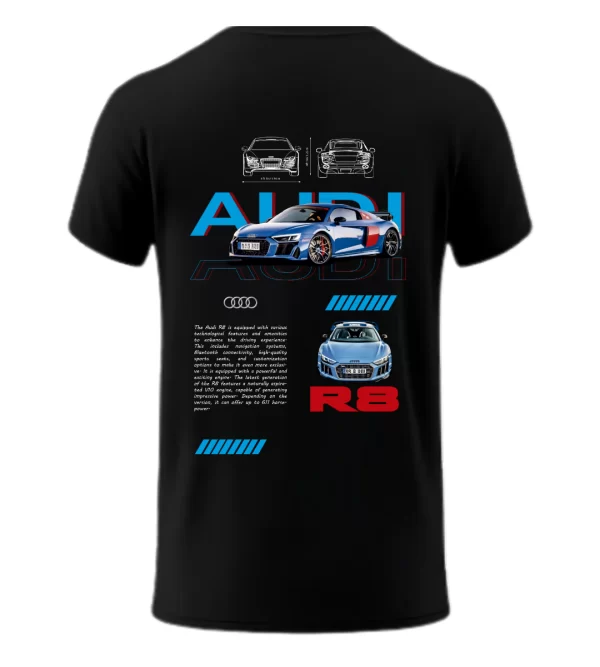 Playera Audi R8 Azul Posterior Black
