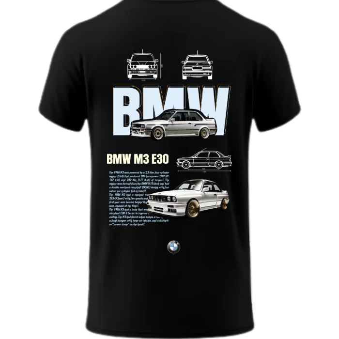 Playera BMW M3 E30 Posterior Black