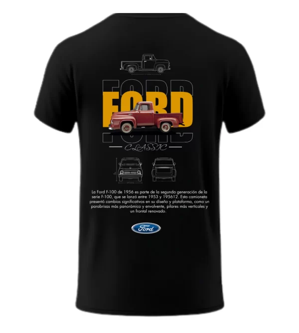 Playera Ford F-100 Clásica Roja Black Posterior