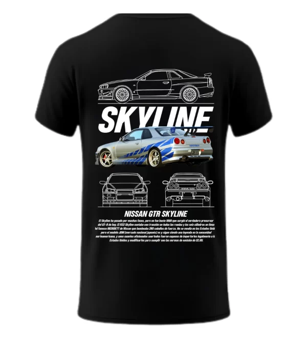 Playera Nissan Skyline GTR R34 Black Posterior