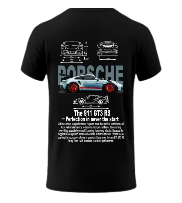 Playera Porsche Azul Cielo Posterior Black