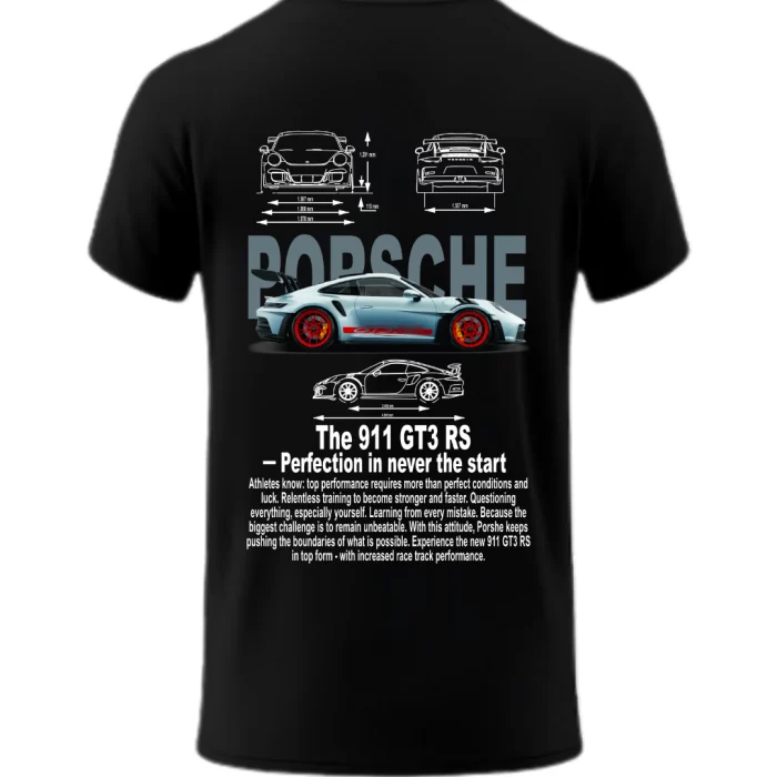 Playera Porsche Azul Cielo Posterior Black