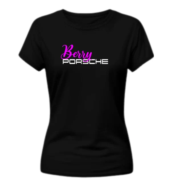 Playera Porsche Berry Black Mujer Frontal