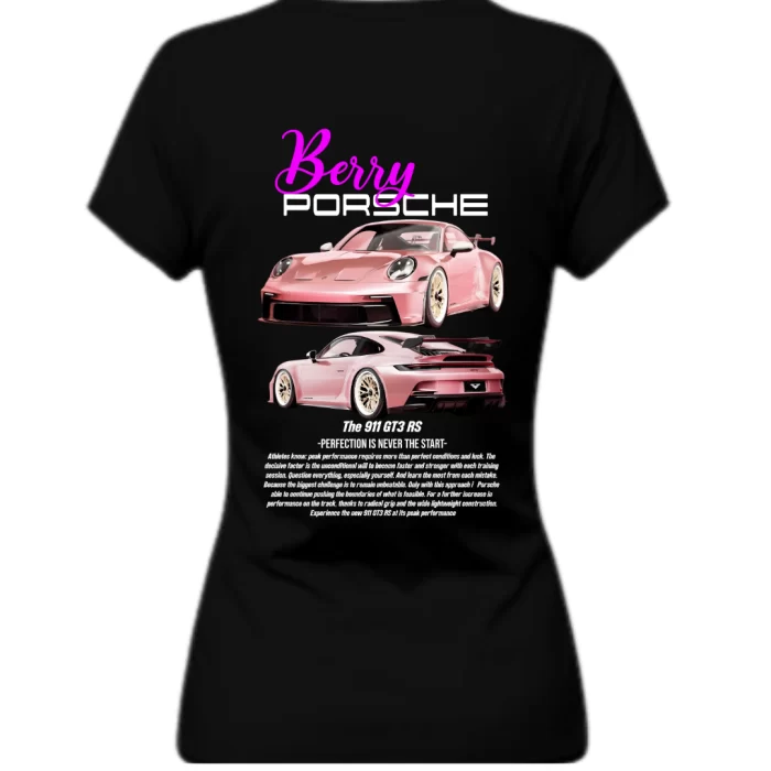 Playera Porsche Berry Black Mujer Posterior