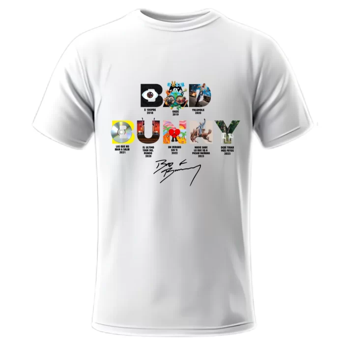Playera Bad Bunny Álbumes Blanca