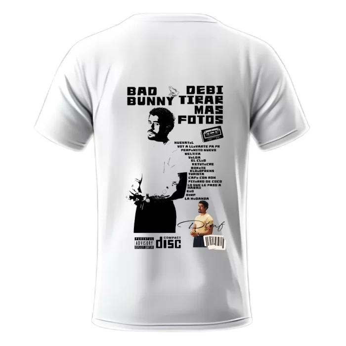 Playera Bad Bunny DTMF 08 Blanca