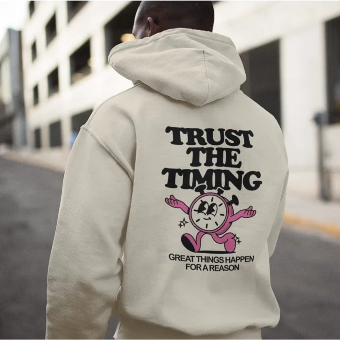 modelo hoodie trust the time
