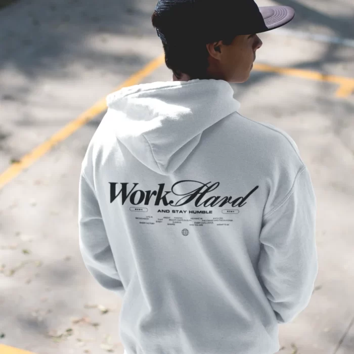 modelo hoodie work hard