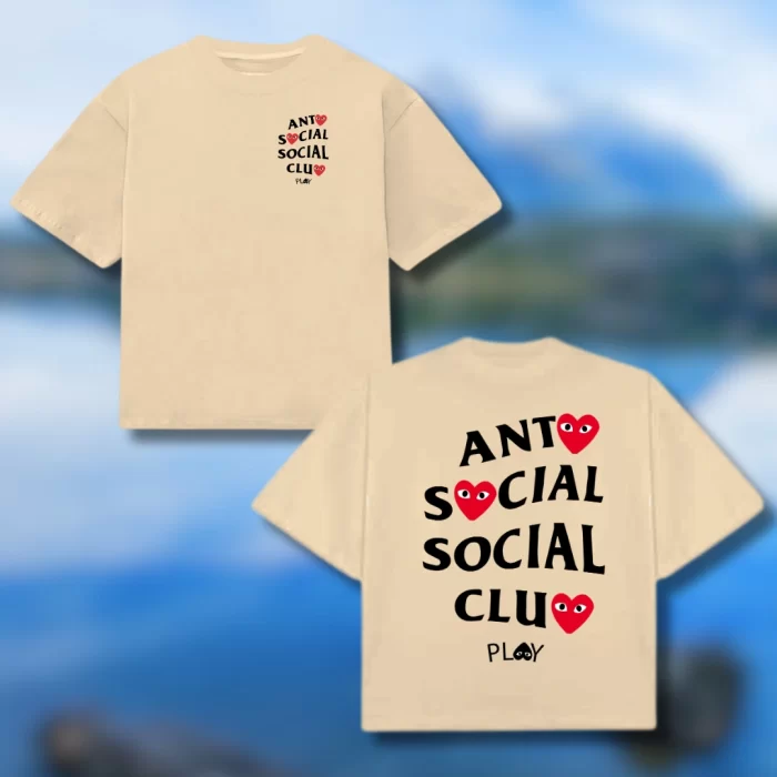 Boxy Fit AntiSocial Social Club Hearts - Nude