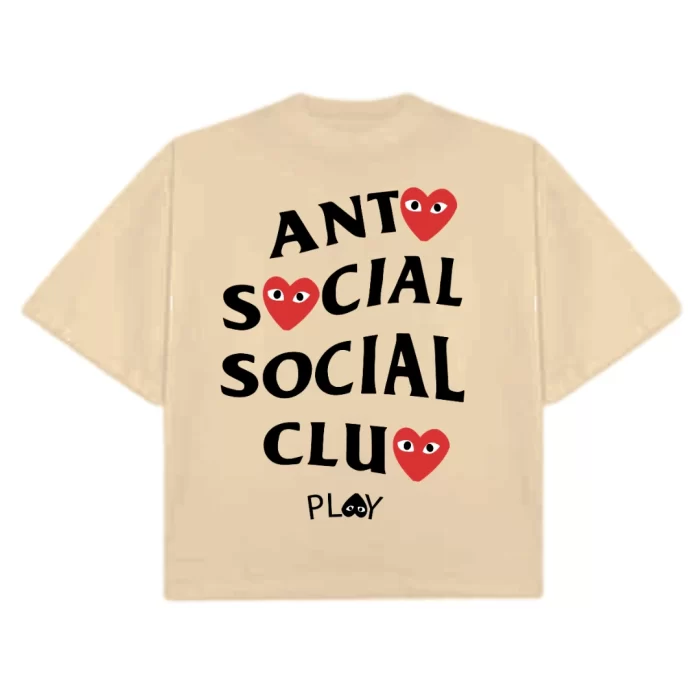 Boxy Fit AntiSocial Social Club Hearts - Nude Espalda