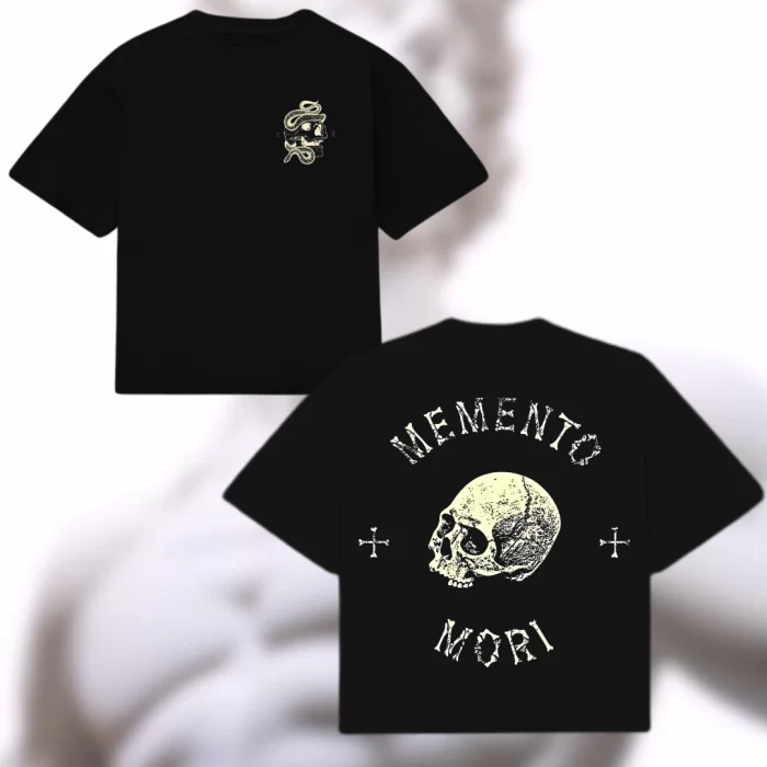 Boxy Fit Memento Mori Skull - Negro