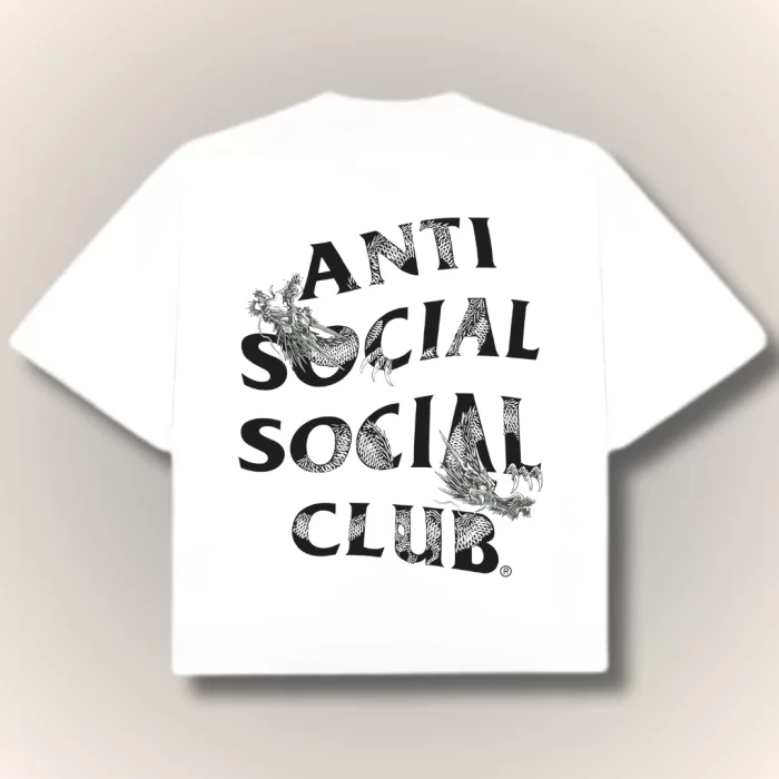 Boxy Fit Antisocial Social Club Dragón - Blanca Espalda