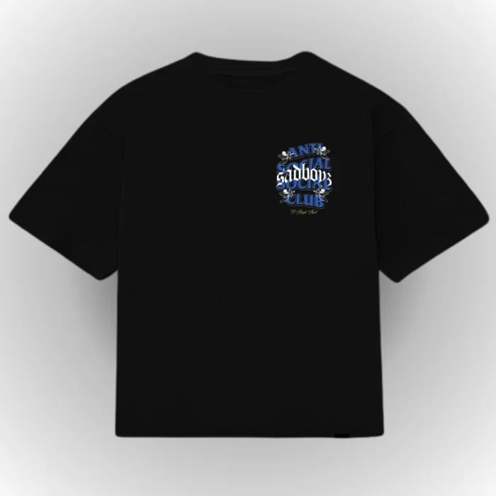 Boxy Fit Antisocial Social Club El Ángel Azul - Negra Frontal