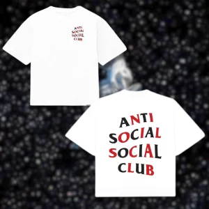 Boxy Fit Antisocial Social Club Red Black- Blanca