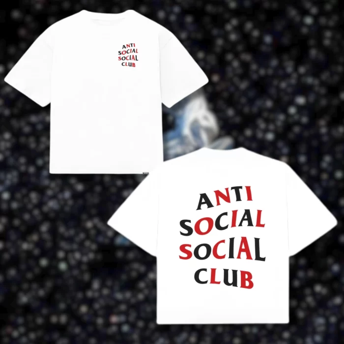 Boxy Fit Antisocial Social Club Red Black- Blanca