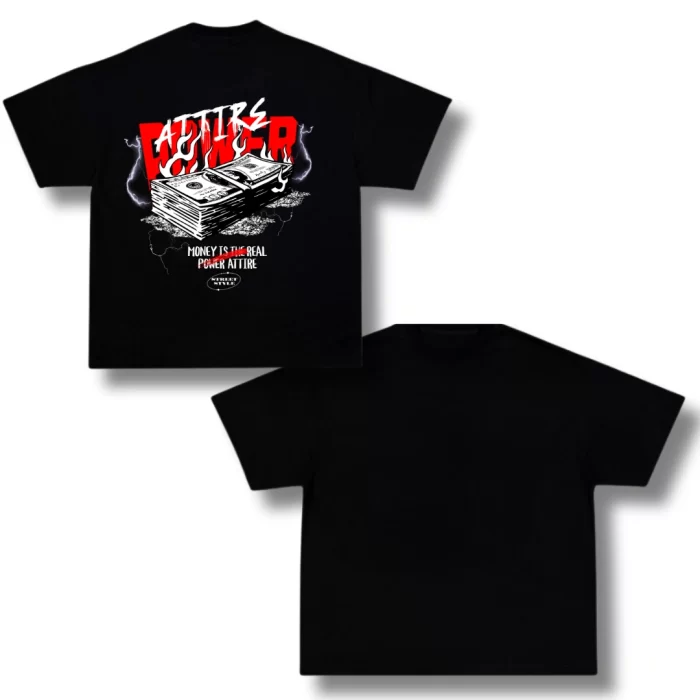 Boxy Fit Attire Power Money - Negro