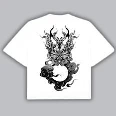 Boxy Fit Japanese Dragón 02 - Blanca Espalda