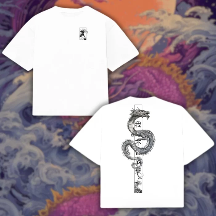 Boxy Fit Japanese Dragon - Blanca