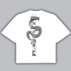 Boxy Fit Japanese Dragon - Blanca Espalda