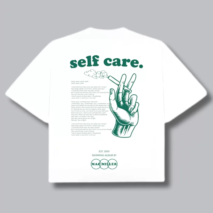 Boxy Fit Self Care Mac Miller - Blanca Espalda