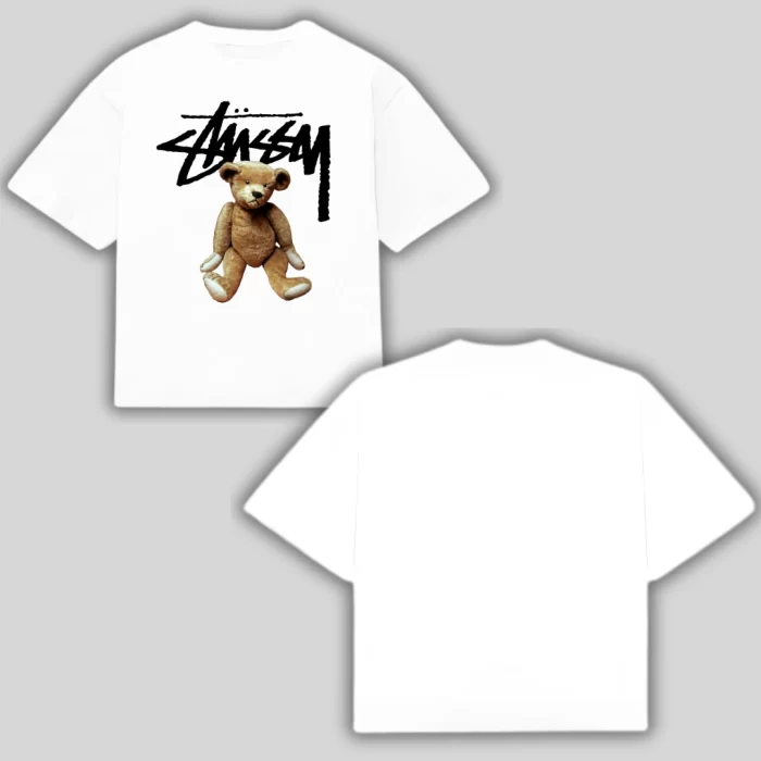 Boxy Fit Stussy Bear - Blanca