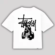 Boxy Fit Stussy Eight Pool - Blanca Frontal