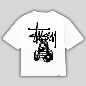 Boxy Fit Stussy Eight Pool - Blanca Frontal