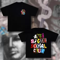OverSize AntiSocial Social Club Letras Collage - Negra