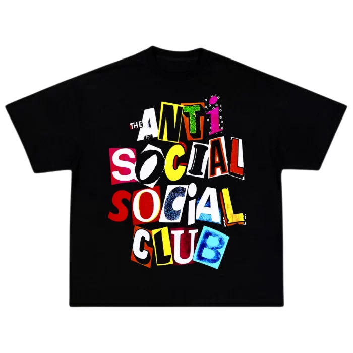 OverSize AntiSocial Social Club Letras Collage - Negra Espalda