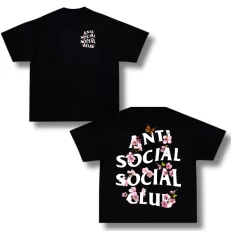 OverSize Antisocial Social Club Flores y Mariposas - Negra