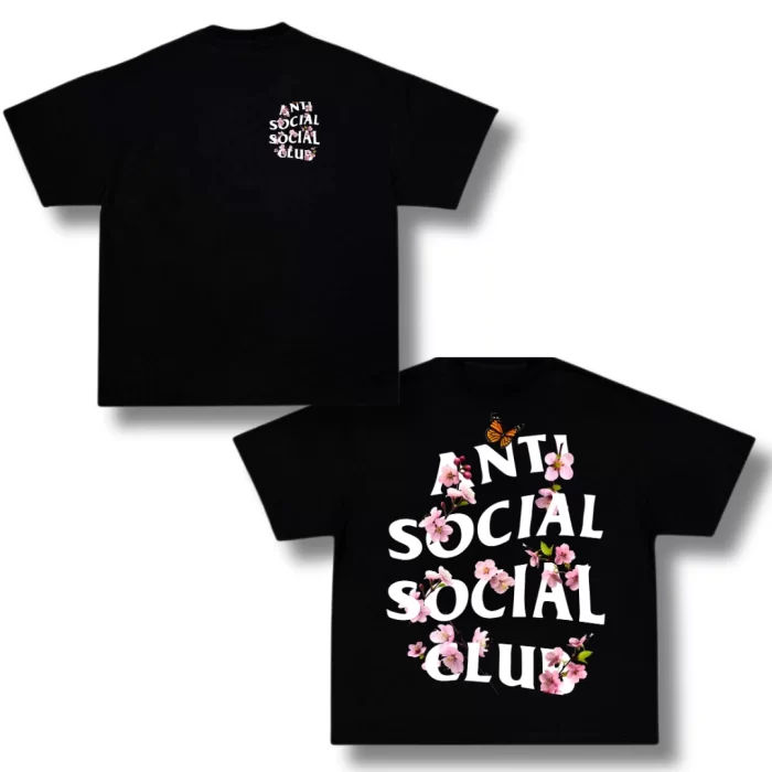 OverSize Antisocial Social Club Flores y Mariposas - Negra