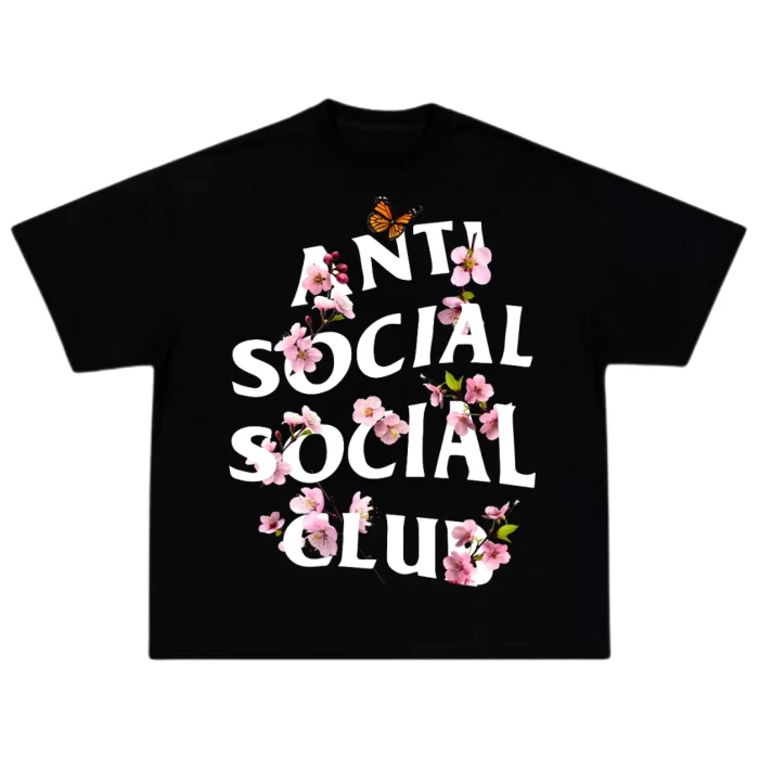 OverSize Antisocial Social Club Flores y Mariposas- Negra Espalda