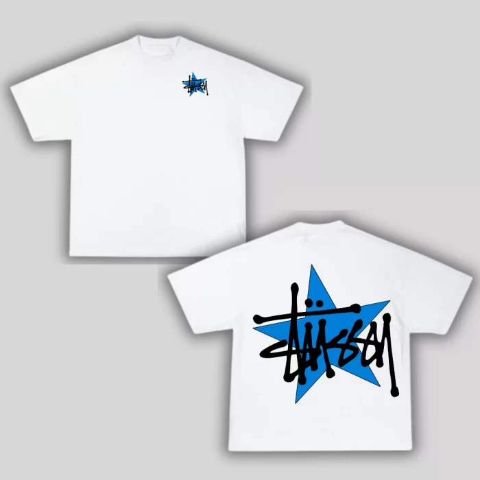 OverSize Stussy Blue Star - Blanca