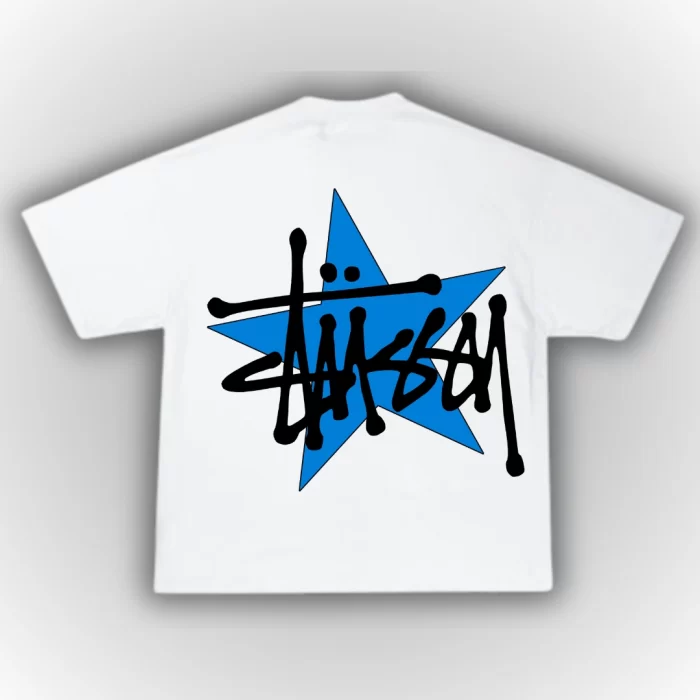 OverSize Stussy Blue Star - Blanca Espalda