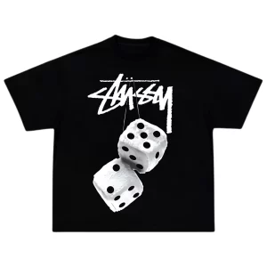 OverSize Stussy Dados Amarillos - Negro Espalda