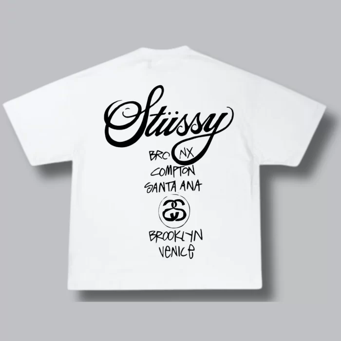 OverSize Stussy Locations - Blanca Espalda