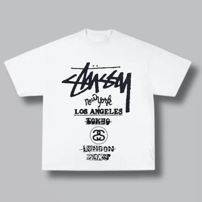 OverSize Stussy Locations - Blanca Frontal