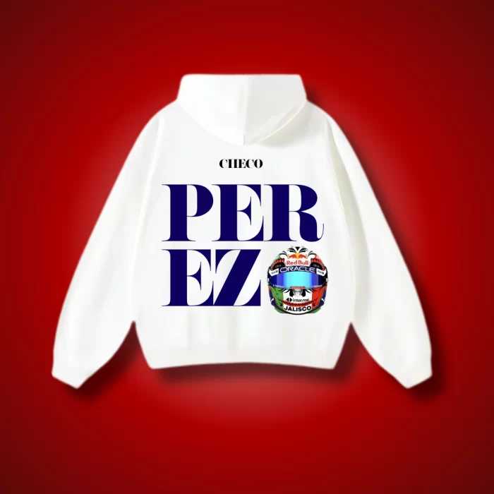 Checo PEREZ Helmet -Hoodie Blanca Espalda