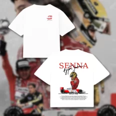 Playera Ayrton Senna MP4 - Boxy Fit Blanca