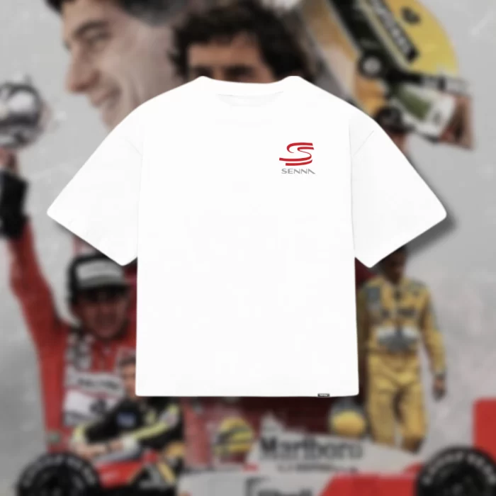 Playera Ayrton Senna MP4 - Boxy Fit Blanca Pecho