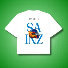 Playera Carlos SAINZ Helmet - Boxy Fit Blanca Espalda