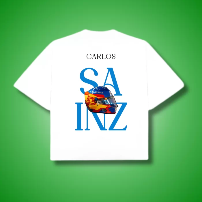 Playera Carlos SAINZ Helmet - Boxy Fit Blanca Espalda