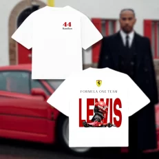 Playera Ferrari Lewis Hamilton 44 - Boxy Fit Blanca