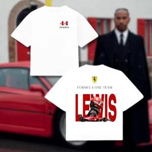 Playera Ferrari Lewis Hamilton 44 - Boxy Fit Blanca