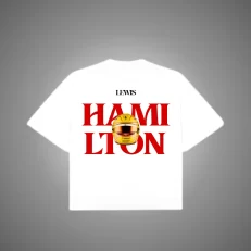 Playera Lewis HAMILTON Helmet - Boxy Fit Blanca Espalda