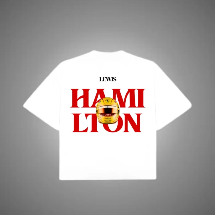 Playera Lewis HAMILTON Helmet - Boxy Fit Blanca Espalda