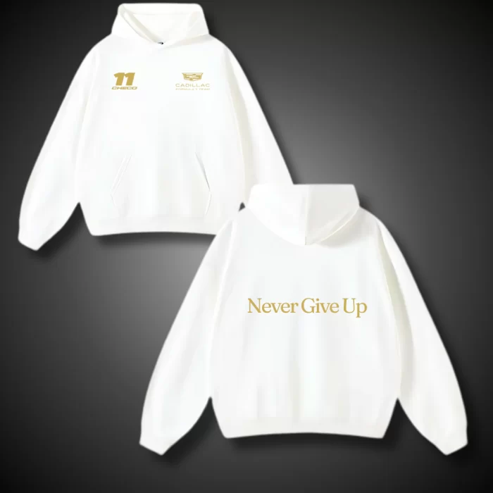 Hoodie Cadillac F1 Sergio Pérez Never Give Up - Sudadera Blanca